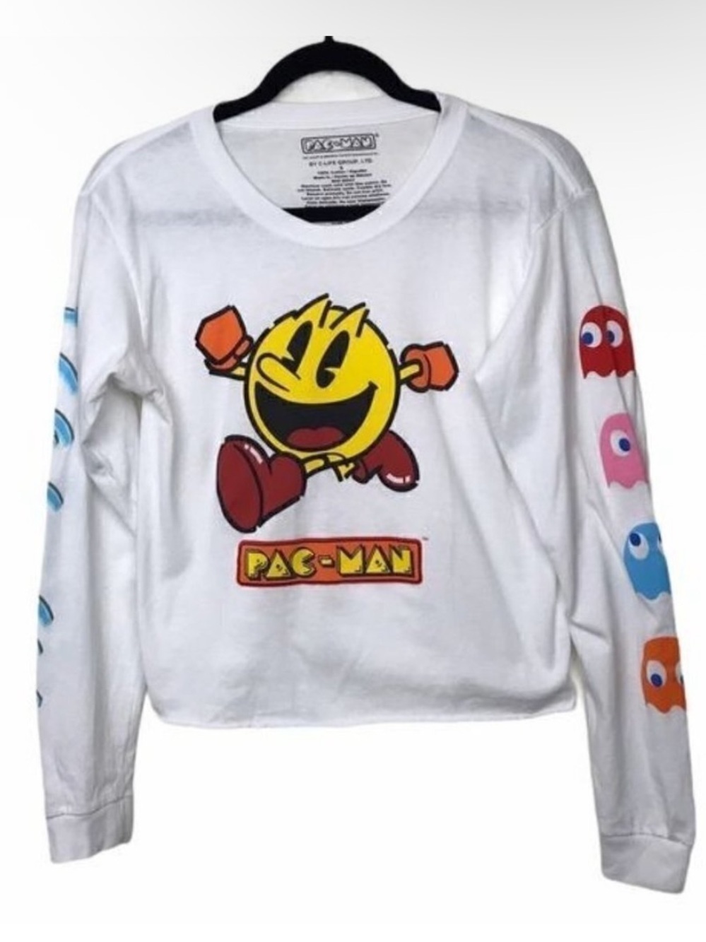 PacMan White Long Sleeve Japanese Graphic Tee T Shirt Small